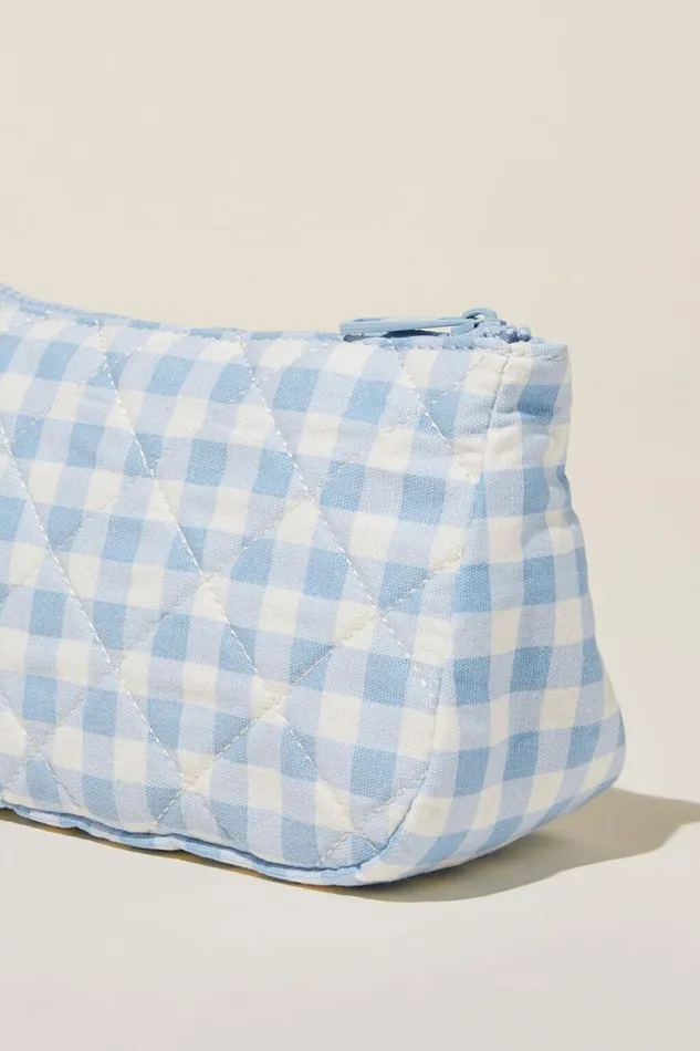 Body Make Up Bag Blue Gingham Women Cotton On Accessories and Slippers