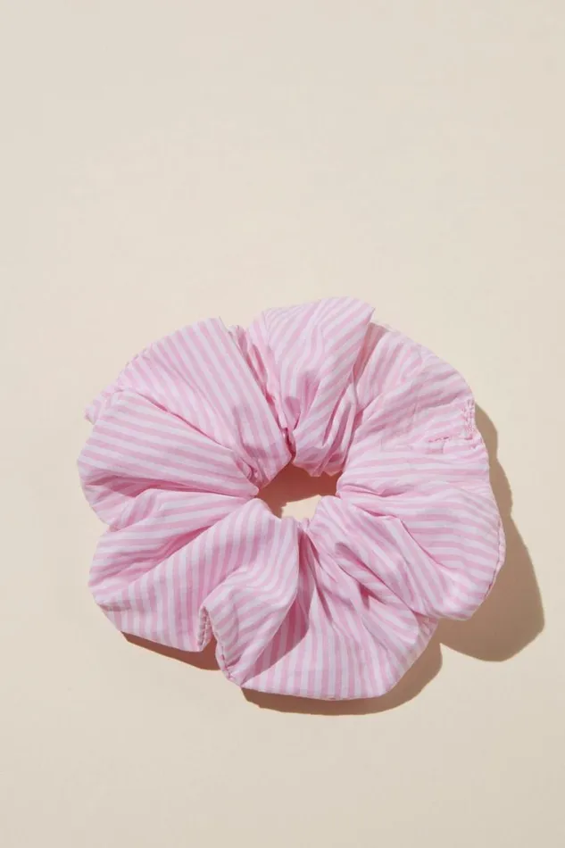 Body Volume Scrunchie Pink Pinstripe Women Cotton On Accessories and Slippers