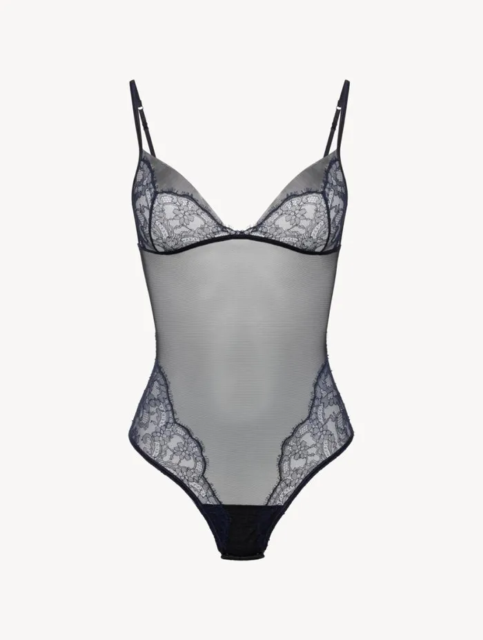 Bodysuit In Steel Blue And Black With Leavers Lace Lingerie La Perla Bodysuits and Bustiers Bodysuit In Steel Blue And Black With Leavers Lace Lingerie La Perla Bodysuits and Bustiers