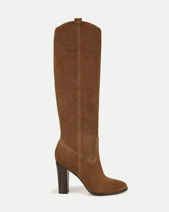 Boots and Booties Shop Veronica Beard Vesper Suede KneeHigh Boot Mocha