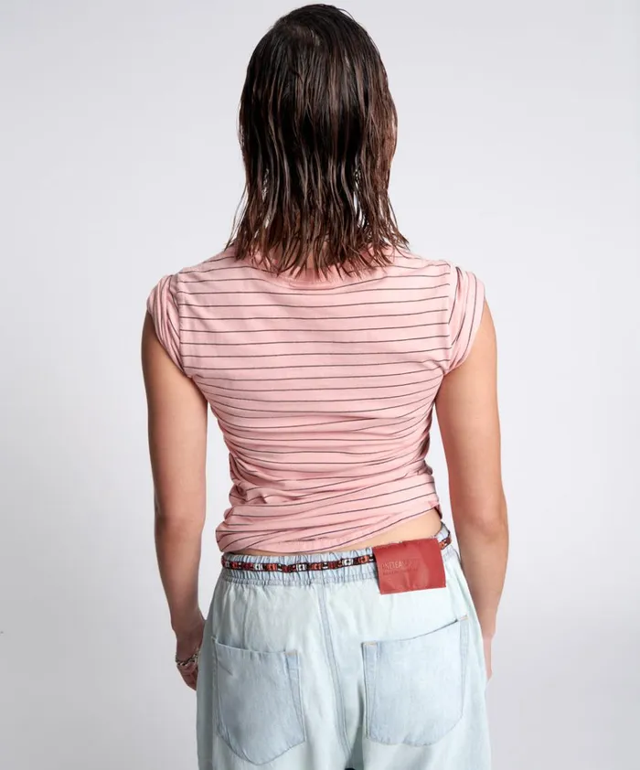 BOWER BIRD EMBROIDERED LOGO FITTED TEE PINK Women One Teaspoon Tees and Tanks BOWER BIRD EMBROIDERED LOGO FITTED TEE PINK Women One Teaspoon Tees and Tanks