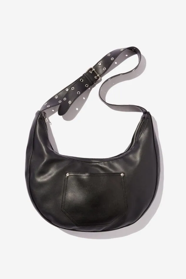 Bowie Crescent Cross Body Bag Black Pu Women Cotton On Bags and Belts