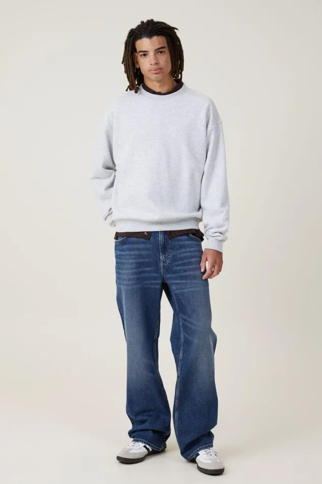 Box Fit Crew Sweater Grey Marle Men Cotton On Sweats and Hoodies Box Fit Crew Sweater Grey Marle Men Cotton On Sweats and Hoodies