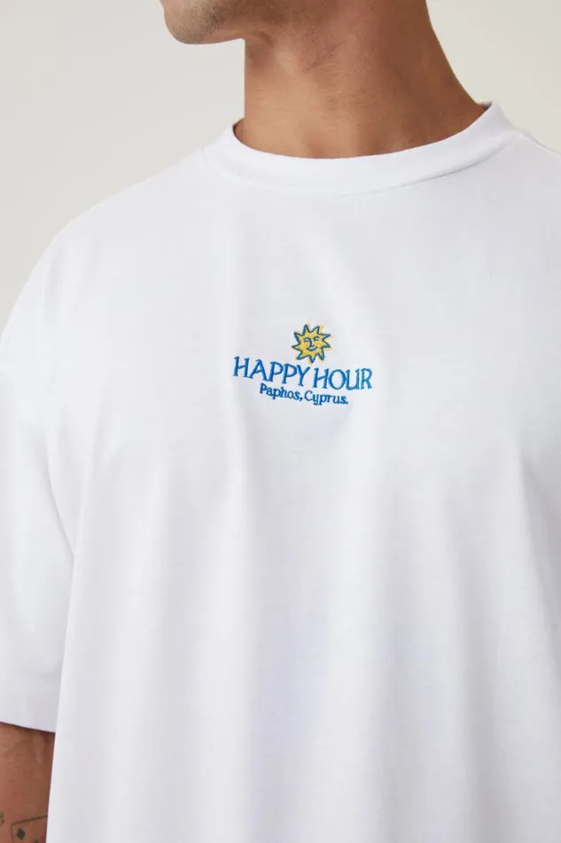Box Fit Graphic TShirt Whitehappy Hour Men Cotton On Tees and Tanks Box Fit Graphic TShirt Whitehappy Hour Men Cotton On Tees and Tanks
