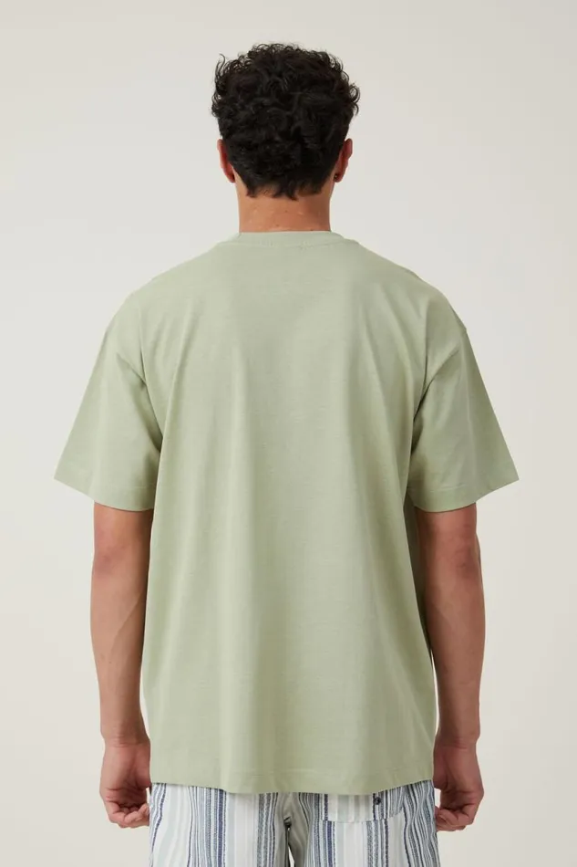 Box Fit Plain TShirt Green Tea Men Cotton On Tees and Tanks
