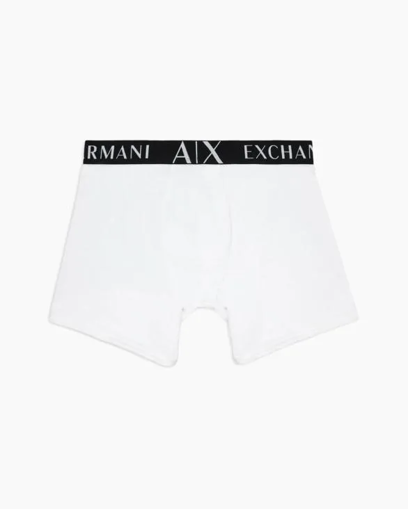 Boxer Shorts In Stretch Fabric With Maxi Logo White Men Armani Intimates And Loungewear