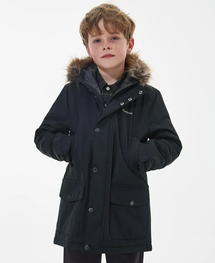 Boys Jackets Barbour Boys039 Ripley Showerproof Parka Jacket Classic Black