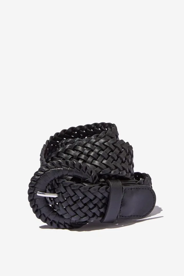 Braided Woven Buckle Belt Black Woven Women Cotton On Bags and Belts