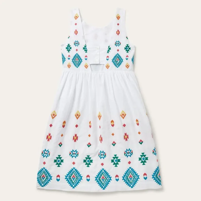 Bright Schiffli Embroidered White Cotton Lawn Dress White Women Stetson Midi
