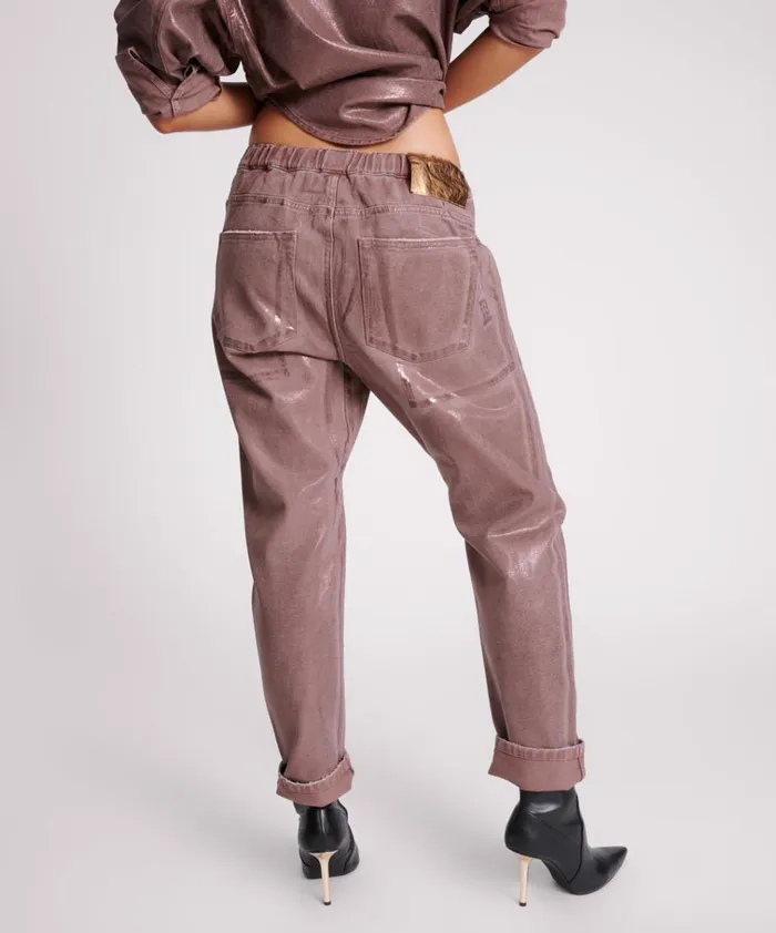 BRONZED CHOCOLATE SHABBIES DRAWSTRING DENIM JEANS Women One Teaspoon Bottoms BRONZED CHOCOLATE SHABBIES DRAWSTRING DENIM JEANS Women One Teaspoon Bottoms