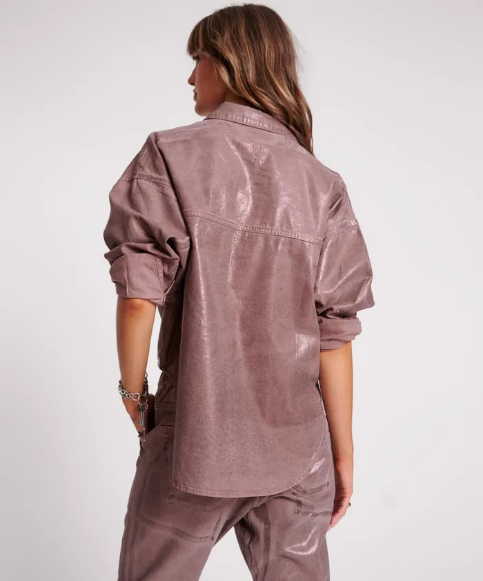 BRONZED CHOCOLATE WESTERN DARIA SHACKET Women One Teaspoon Denim Shirts BRONZED CHOCOLATE WESTERN DARIA SHACKET Women One Teaspoon Denim Shirts