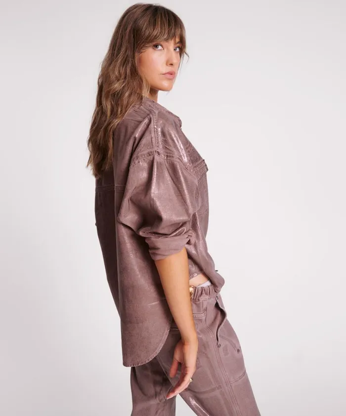 BRONZED CHOCOLATE WESTERN DARIA SHACKET Women One Teaspoon Denim Shirts BRONZED CHOCOLATE WESTERN DARIA SHACKET Women One Teaspoon Denim Shirts