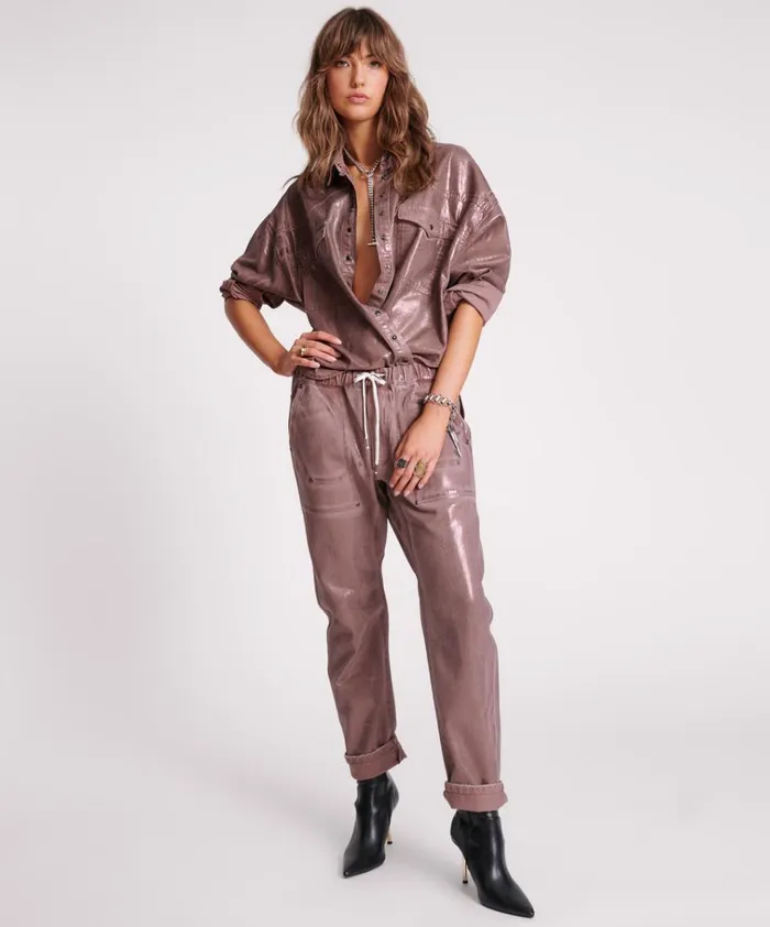 BRONZED CHOCOLATE WESTERN DARIA SHACKET Women One Teaspoon Denim Shirts BRONZED CHOCOLATE WESTERN DARIA SHACKET Women One Teaspoon Denim Shirts