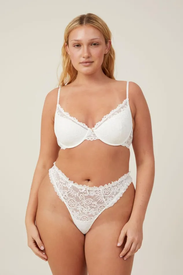 Butterfly Lace Lightly Lined Bra Cream Women Cotton On Bras