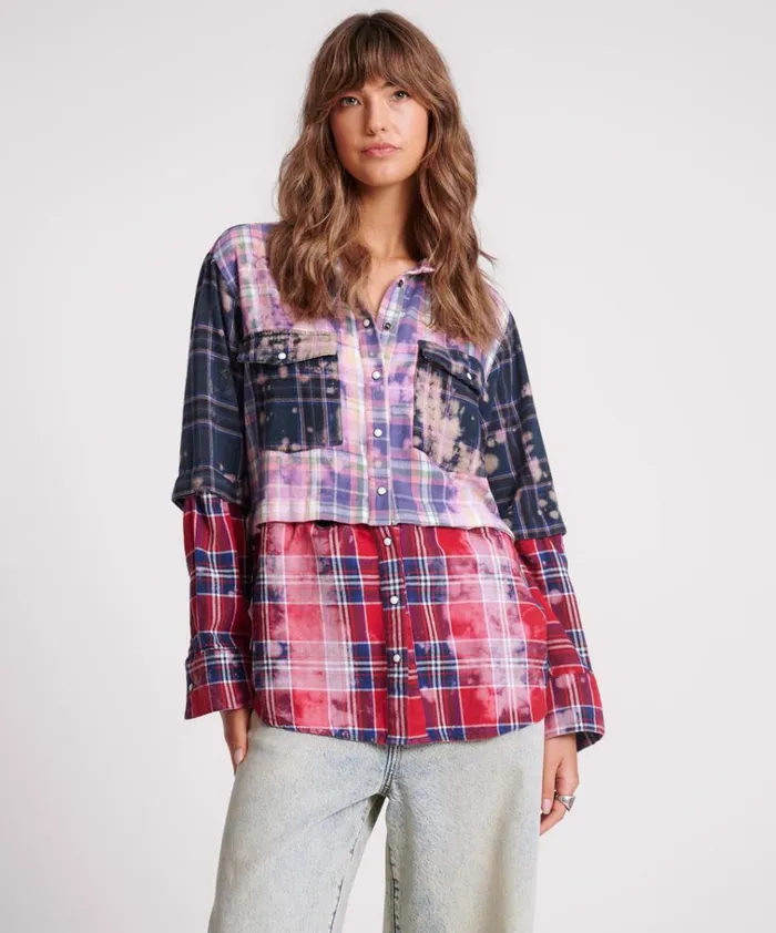 BUTTON OFF DISTRESSED FLANNEL SHIRT Women One Teaspoon Shirts