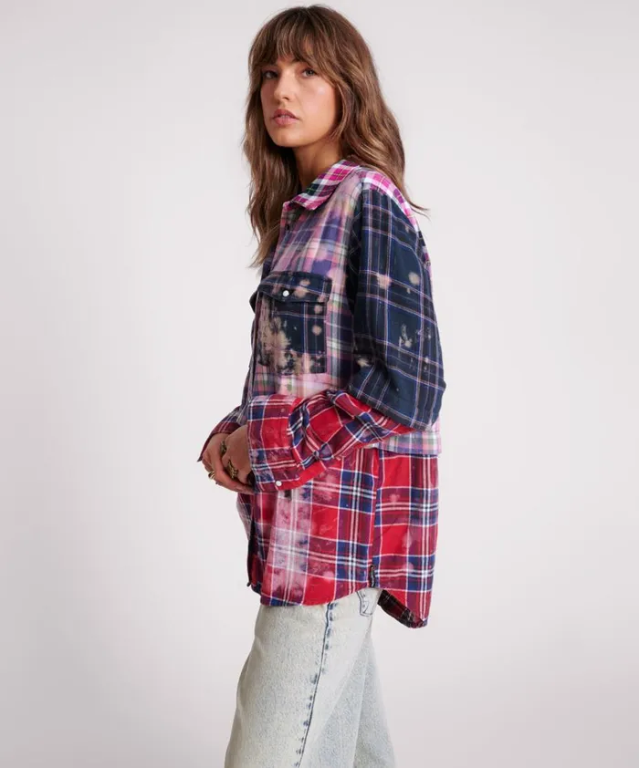BUTTON OFF DISTRESSED FLANNEL SHIRT Women One Teaspoon Shirts BUTTON OFF DISTRESSED FLANNEL SHIRT Women One Teaspoon Shirts