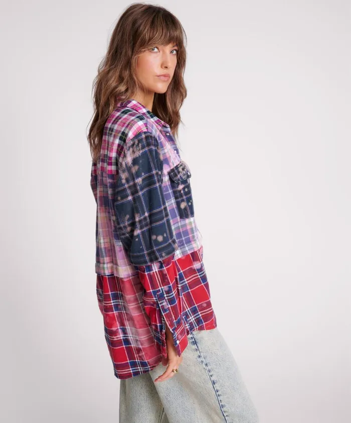 BUTTON OFF DISTRESSED FLANNEL SHIRT Women One Teaspoon Shirts BUTTON OFF DISTRESSED FLANNEL SHIRT Women One Teaspoon Shirts