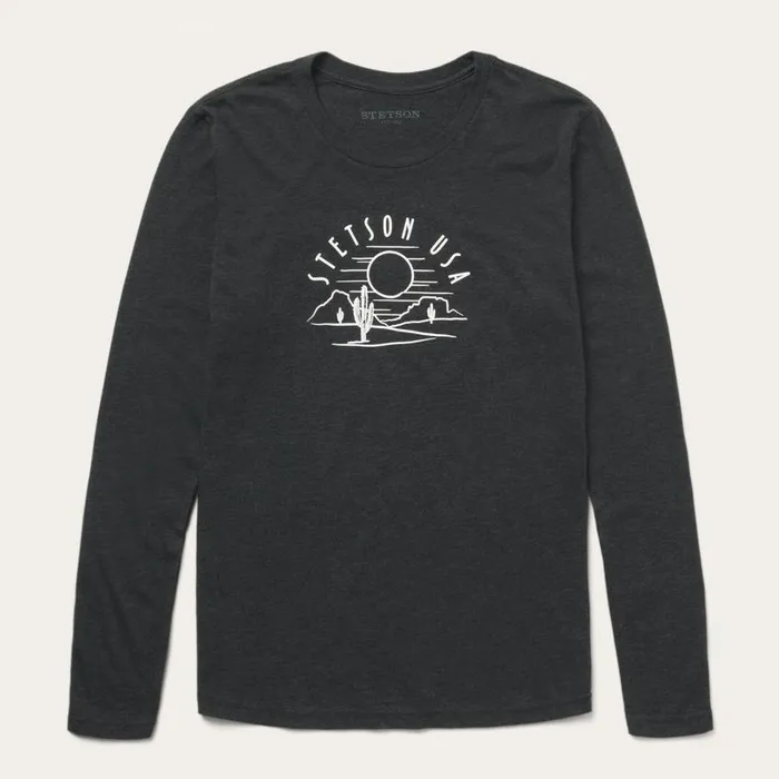 Cactus And Sunset Graphic Tee Black Women Stetson Tees