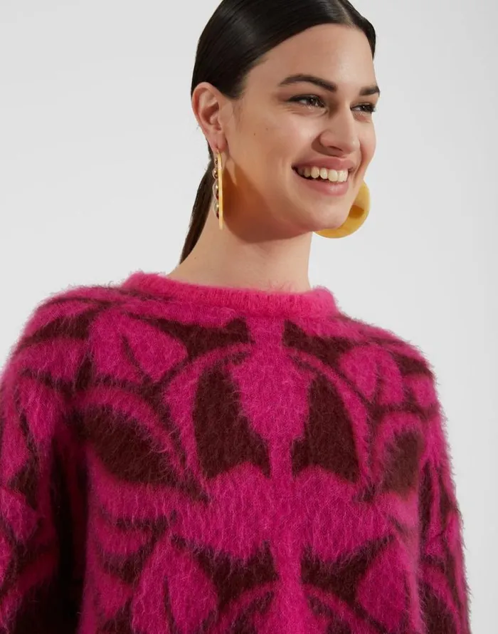 Camden Jumper Fuchsia and Bordeaux Women La Double J Knitwear Camden Jumper Fuchsia and Bordeaux Women La Double J Knitwear