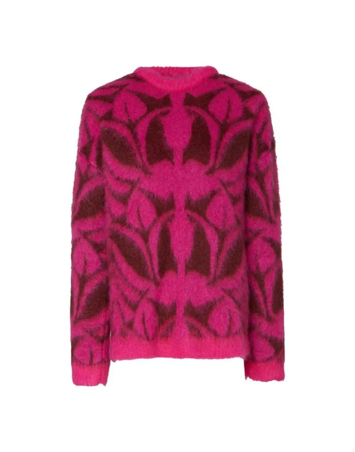 Camden Jumper Fuchsia and Bordeaux Women La Double J Knitwear Camden Jumper Fuchsia and Bordeaux Women La Double J Knitwear