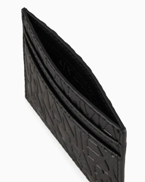 Card Holder Made Of Recycled Material With Embossed Logo Writing Black Men Armani Wallets And Small Leather Goods Card Holder Made Of Recycled Material With Embossed Logo Writing Black Men Armani Wallets And Small Leather Goods