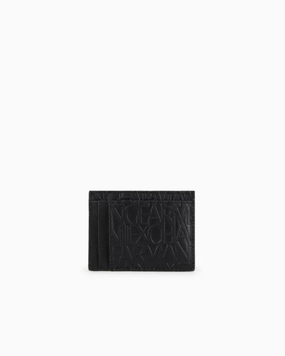 Card Holder Made Of Recycled Material With Embossed Logo Writing Black Men Armani Wallets And Small Leather Goods Card Holder Made Of Recycled Material With Embossed Logo Writing Black Men Armani Wallets And Small Leather Goods