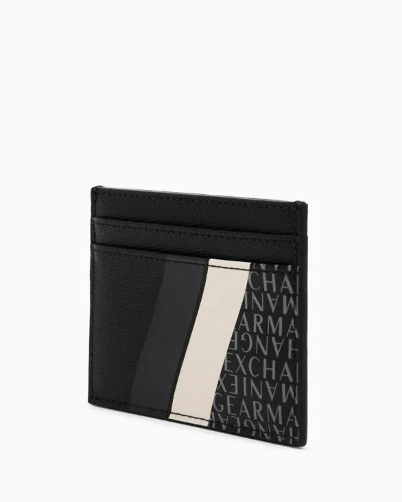 Card Holder With Monogram And Stripes Navyblue Men Armani Wallets And Small Leather Goods Card Holder With Monogram And Stripes Navyblue Men Armani Wallets And Small Leather Goods