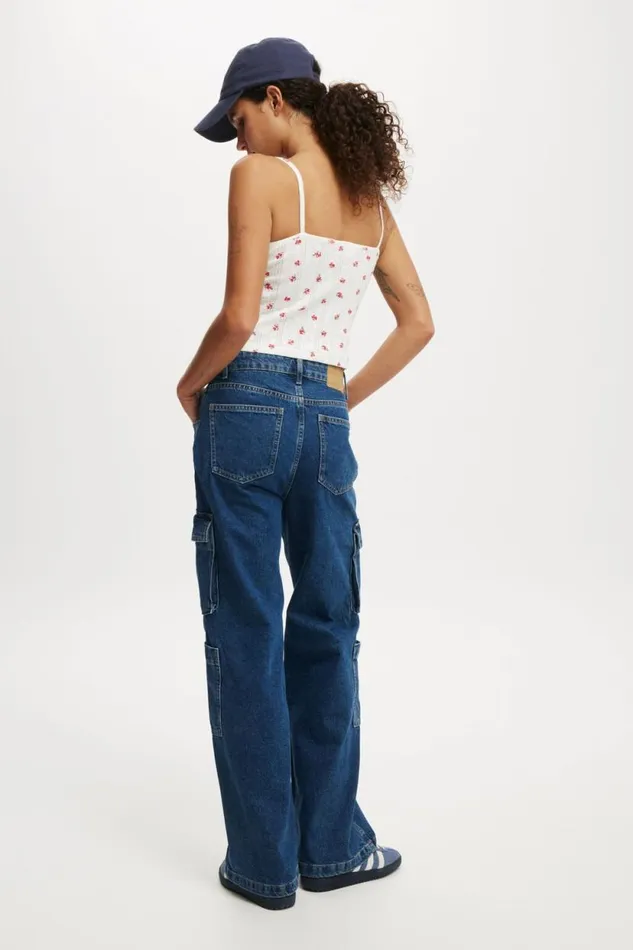 Cargo Wide Leg Jean Nordic Blue Women Cotton On Pants