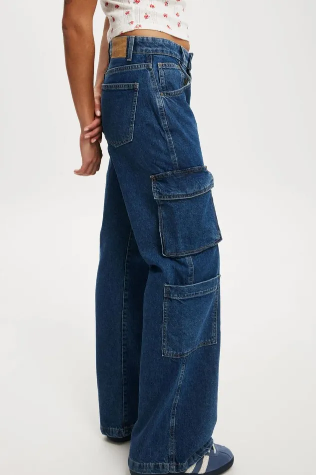 Cargo Wide Leg Jean Nordic Blue Women Cotton On Pants