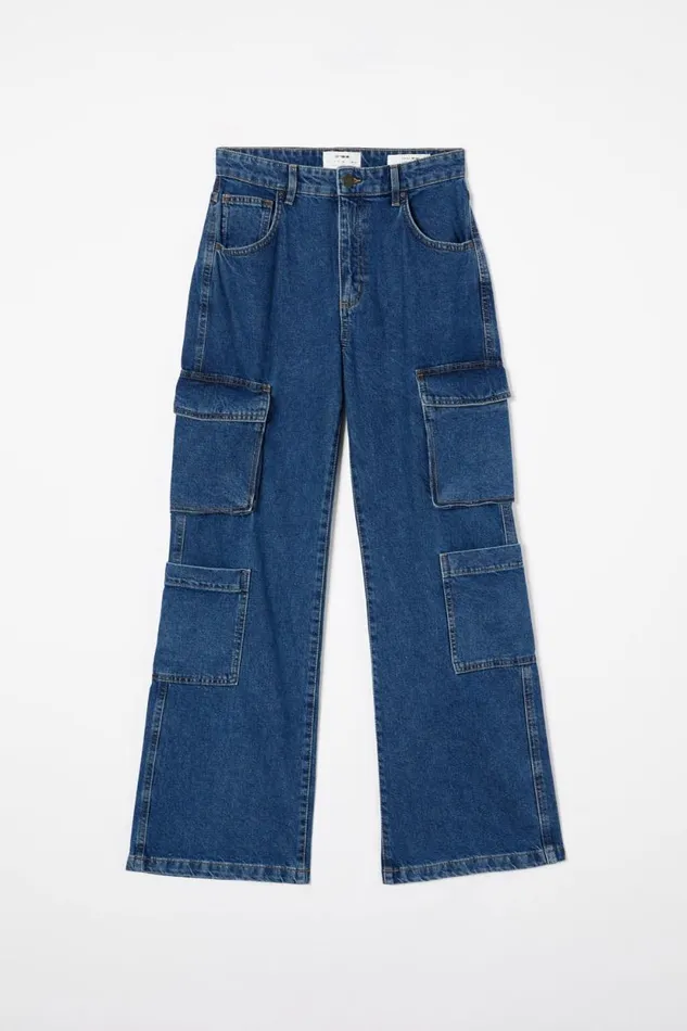 Cargo Wide Leg Jean Nordic Blue Women Cotton On Pants