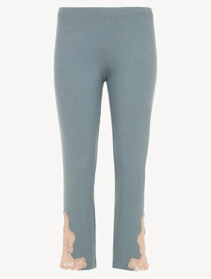 Cashmere Blend Ribbed Trousers In Sleepy Dream With Frastaglio Sleepwear La Perla Pajamas