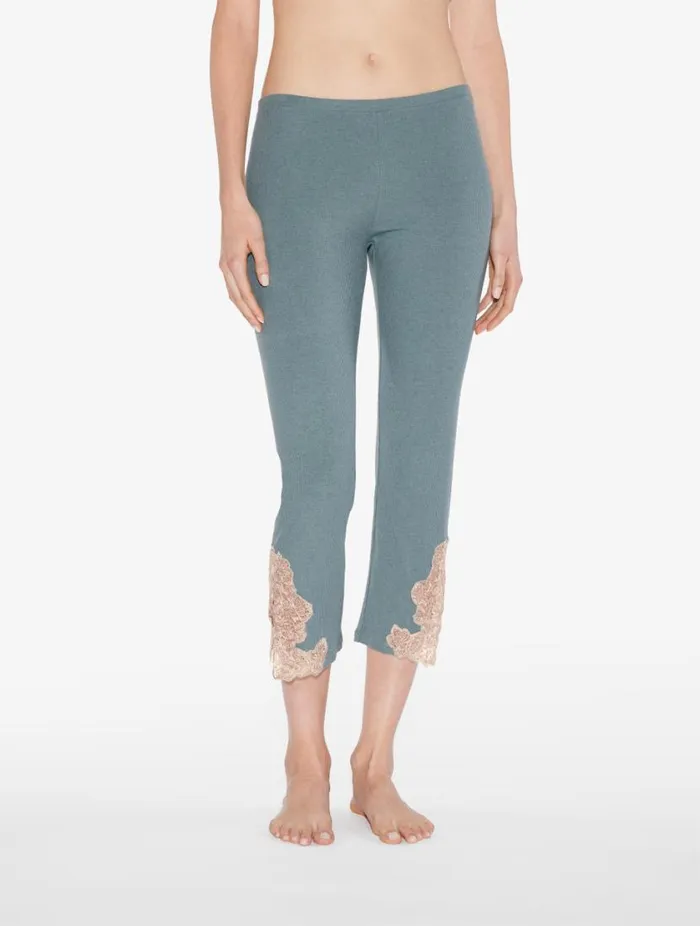Cashmere Blend Ribbed Trousers In Sleepy Dream With Frastaglio Sleepwear La Perla Pajamas