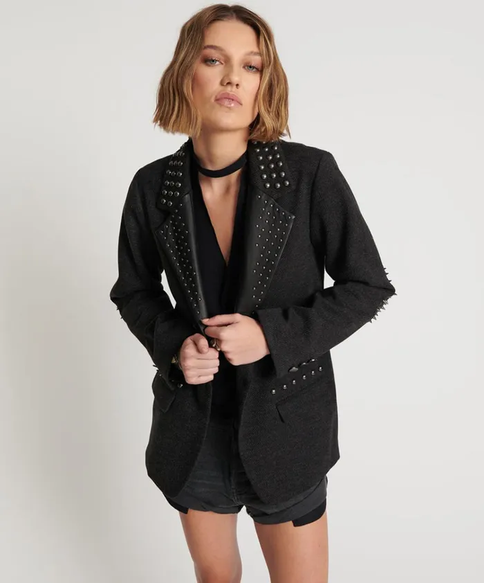 CHARCOAL STUDDED BLAZER Women One Teaspoon Jackets