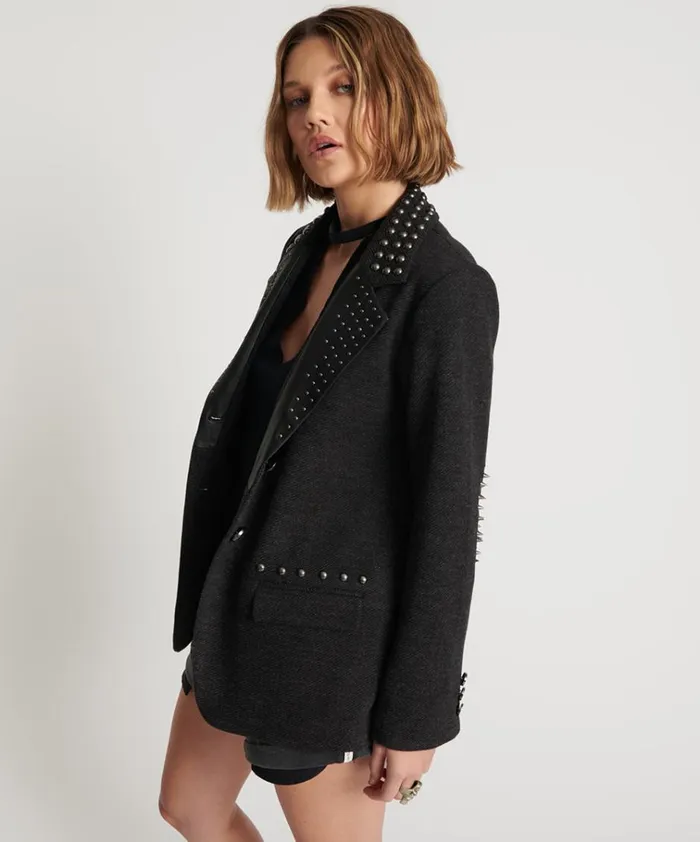 CHARCOAL STUDDED BLAZER Women One Teaspoon Jackets CHARCOAL STUDDED BLAZER Women One Teaspoon Jackets