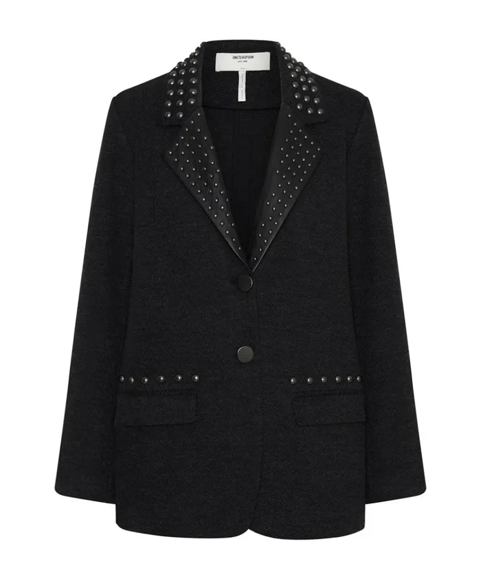 CHARCOAL STUDDED BLAZER Women One Teaspoon Jackets CHARCOAL STUDDED BLAZER Women One Teaspoon Jackets