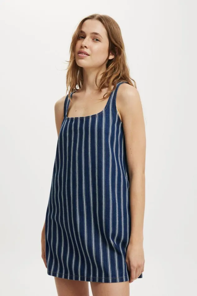 Charlie Denim Mini Dress Cape Stripe Women Cotton On Skirts