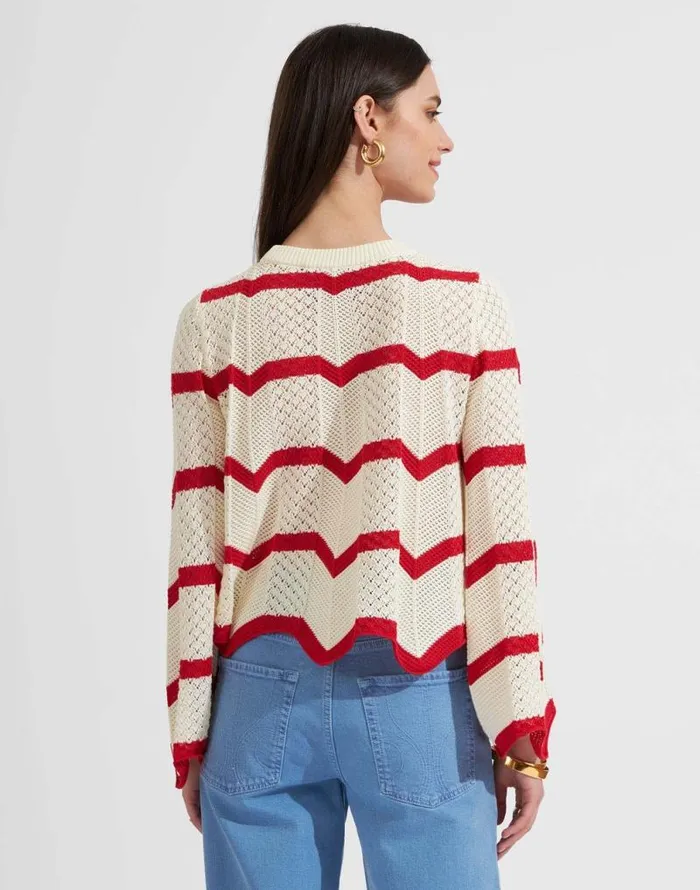 Chevron Crop Sweater Red In Knit Chevron Women La Double J Knitwear Chevron Crop Sweater Red In Knit Chevron Women La Double J Knitwear