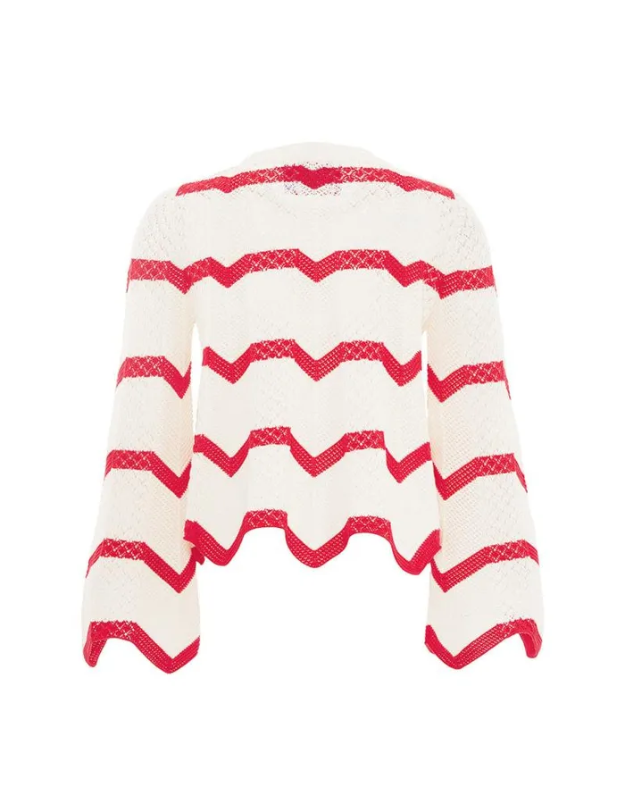 Chevron Crop Sweater Red In Knit Chevron Women La Double J Knitwear Chevron Crop Sweater Red In Knit Chevron Women La Double J Knitwear