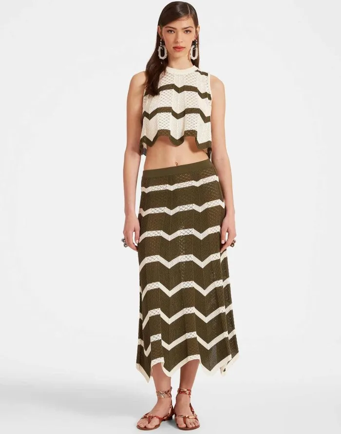 Chevron Skirt Solid Camouflage Women La Double J Knitwear