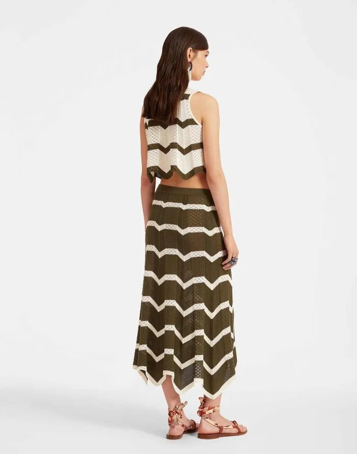 Chevron Skirt Solid Camouflage Women La Double J Knitwear Chevron Skirt Solid Camouflage Women La Double J Knitwear