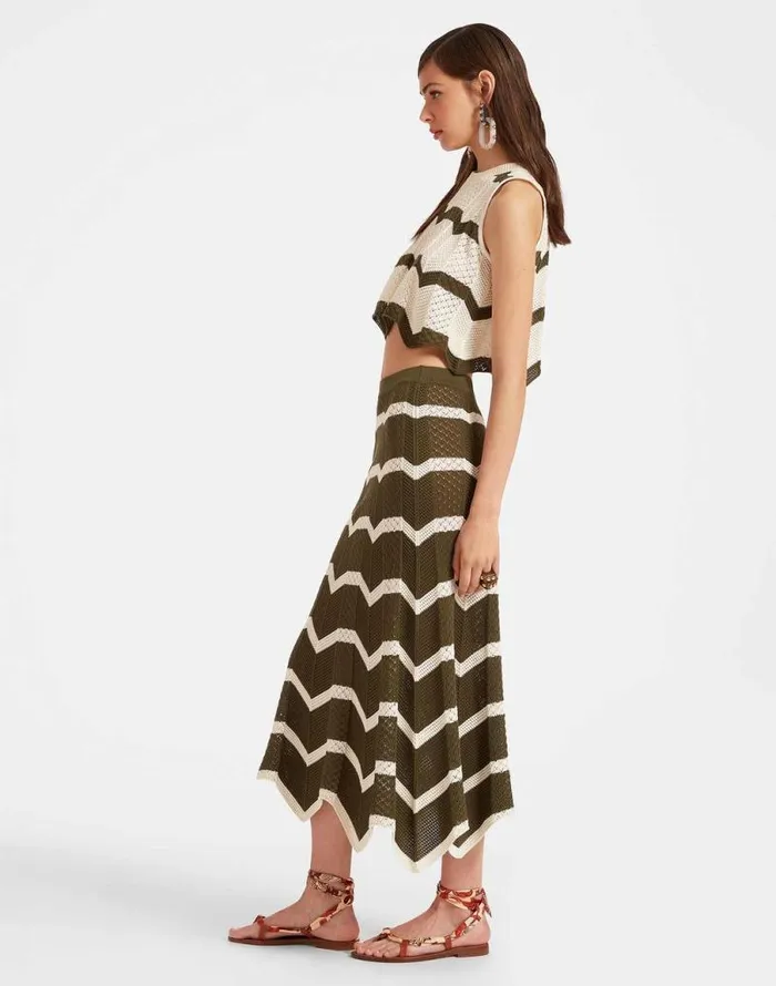 Chevron Skirt Solid Camouflage Women La Double J Knitwear Chevron Skirt Solid Camouflage Women La Double J Knitwear