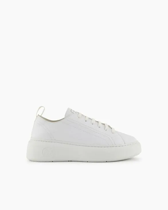 Chunky Leather Sneakers White Women Armani Sneakers