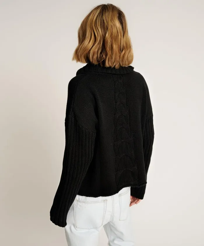 CLASSIC CHUNKY ROLL NECK KNIT SWEATER BLACK Women One Teaspoon Knitwear CLASSIC CHUNKY ROLL NECK KNIT SWEATER BLACK Women One Teaspoon Knitwear