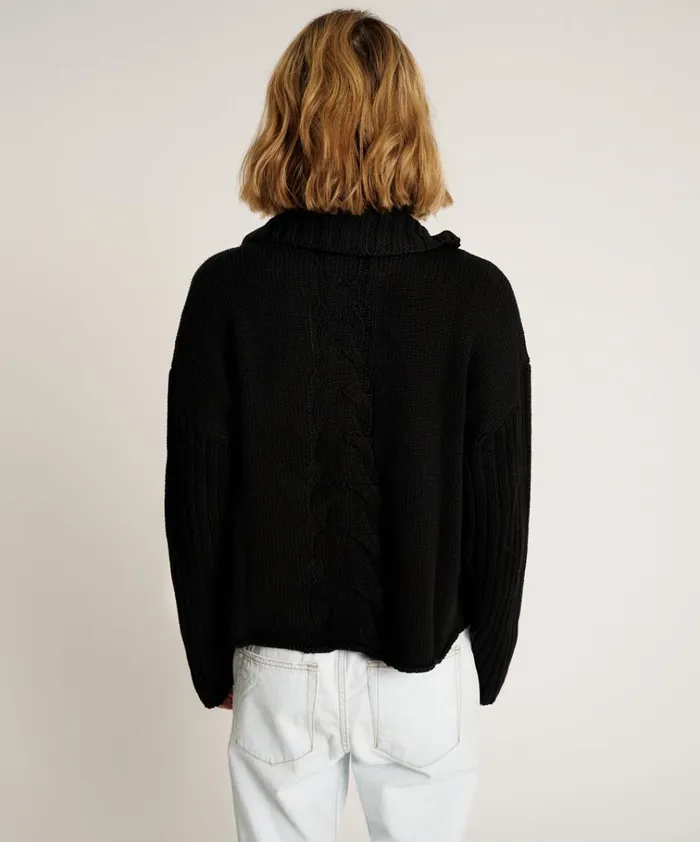 CLASSIC CHUNKY ROLL NECK KNIT SWEATER BLACK Women One Teaspoon Knitwear CLASSIC CHUNKY ROLL NECK KNIT SWEATER BLACK Women One Teaspoon Knitwear