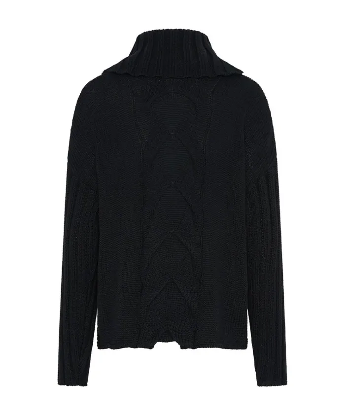 CLASSIC CHUNKY ROLL NECK KNIT SWEATER BLACK Women One Teaspoon Knitwear CLASSIC CHUNKY ROLL NECK KNIT SWEATER BLACK Women One Teaspoon Knitwear