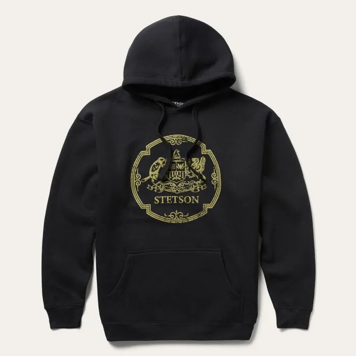 Classic Crest Hooded Sweatshirt Black Men Stetson Sweaters and Hoodies