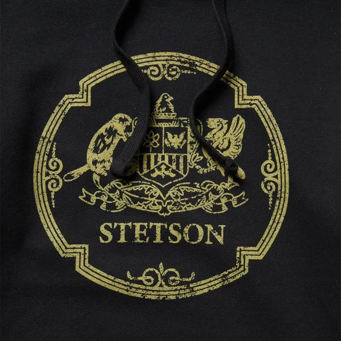 Classic Crest Hooded Sweatshirt Black Men Stetson Sweaters and Hoodies