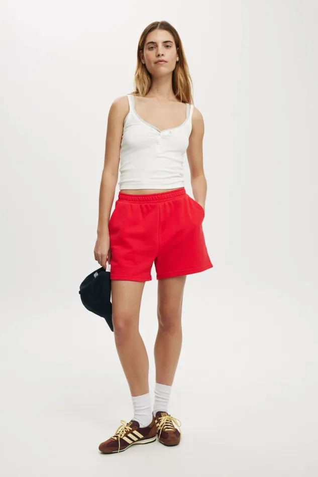 Classic Fleece Short Scarlet Red Women Cotton On Sweats and Hoodies