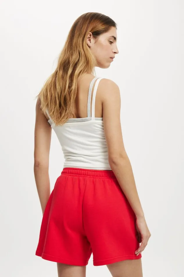 Classic Fleece Short Scarlet Red Women Cotton On Sweats and Hoodies