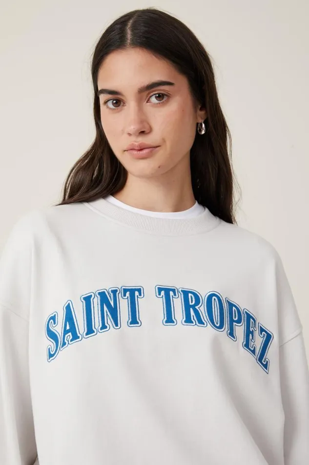 Classic Graphic Crew Sweatshirt Saint Tropezvintage White Women Cotton On Sweaters and Cardigans Classic Graphic Crew Sweatshirt Saint Tropezvintage White Women Cotton On Sweaters and Cardigans
